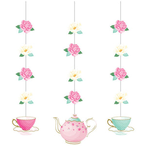 Bulk Pack of 6 Floral Tea Party Hanging Cutouts