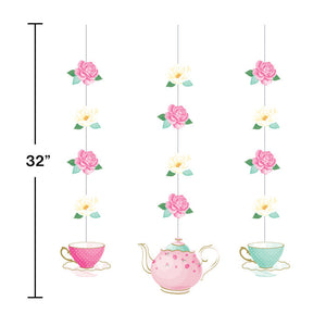 Bulk Pack of 6 Floral Tea Party Hanging Cutouts