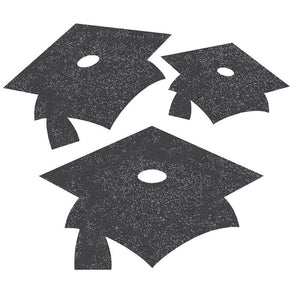 Bulk Pack of 24 Black Graduation Mortarboard Cutouts