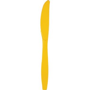 Bulk Pack of 100 School Bus Yellow Plastic Knives