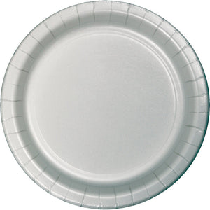 Bulk Pack of 24 Shimmering Silver Dessert Plates