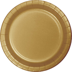 Bulk Pack of 48 Glittering Gold Paper Dessert Plates