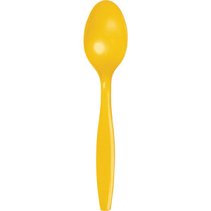 Bulk Pack of 100 School Bus Yellow Plastic Spoons