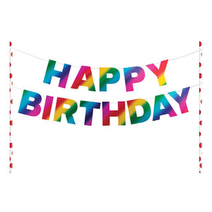 Bulk Pack of 2 Rainbow Foil Happy Birthday Cake Banner