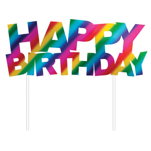 Bulk Pack of 2 Rainbow Foil Happy Birthday Cake Topper