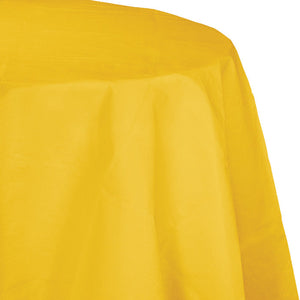 Bulk Pack of 2 School Bus Yellow 82" Round Polylined Tissue Tablecover