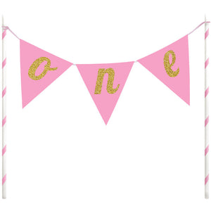 Bulk Pack of 2 1st Birthday Girl Cake Banner