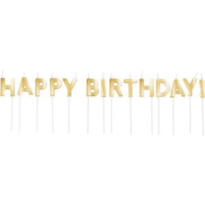 Bulk Pack of 28 Gold Happy Birthday Pick Candles