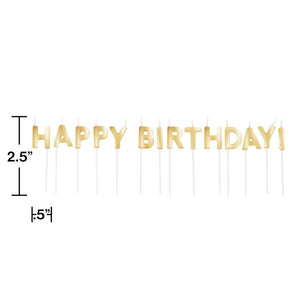 Bulk Pack of 28 Gold Happy Birthday Pick Candles