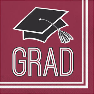 Bulk Pack of 72 Burgundy Graduation Red Napkins