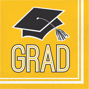 Bulk Pack of 72 Yellow Graduation Napkins