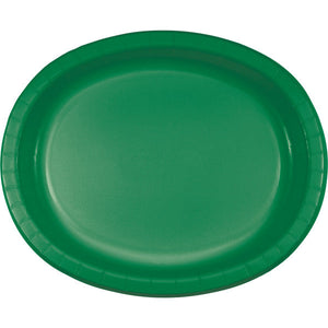 Bulk Pack of 16 Emerald Green Paper Oval Platter 10" X 12"