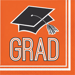 Bulk Pack of 72 Orange Graduation Napkins