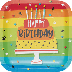 Bulk Pack of 16 Hoppin' Birthday Cake Square Paper Dessert Plates