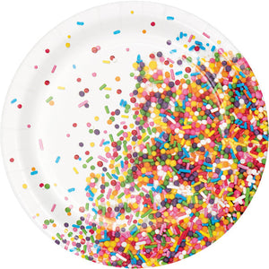 Bulk Pack of 24 Confetti Sprinkles Paper Dessert Plates