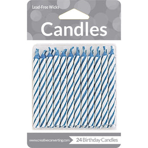 Bulk Pack of 120 Blue Striped Candles