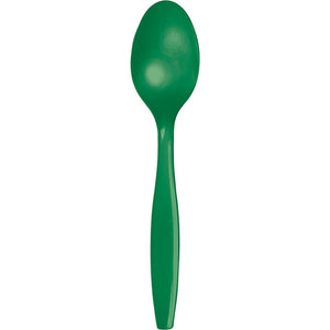 Bulk Pack of 48 Emerald Green Plastic Spoons