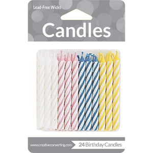 Bulk Pack of 120 Assorted Striped Candles