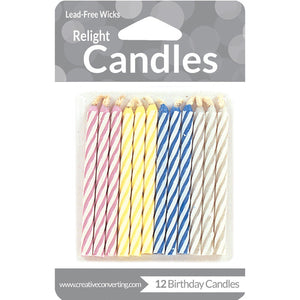 Bulk Pack of 60 Striped Magic Relight Candles