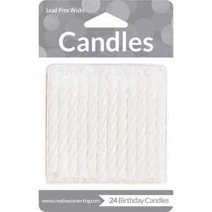 Bulk Pack of 120 White Striped Candles