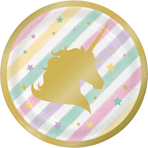 Bulk Pack of 16 Sparkle Unicorn Paper Dessert Plates