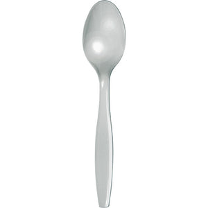 Bulk Pack of 100 Shimmering Silver Plastic Spoons