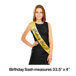 Bulk Pack of 2 Black & Gold Birthday Sash