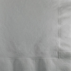 Bulk Pack of 100 Shimmering Silver Beverage Napkin 2Ply