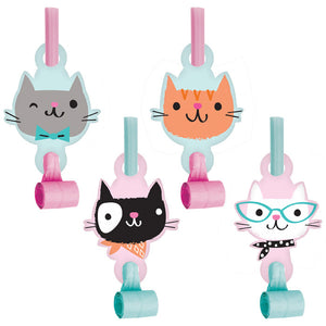 Bulk Pack of 16 Purr-Fect Cat Party Blowouts w/Medallion