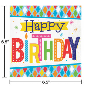 Bulk Pack of 32 Bright Birthday Napkins