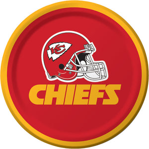 Bulk Pack of 24 Kansas City Chiefs Paper Dessert Plates