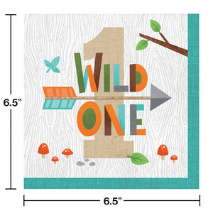 Bulk Pack of 32 Wild One Woodland Napkins