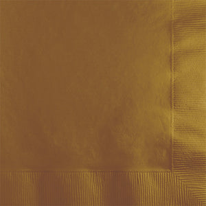 Bulk Pack of 100 Glittering Gold Beverage Napkin 2Ply