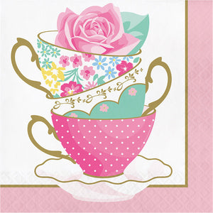 Bulk Pack of 32 Floral Tea Party Napkins