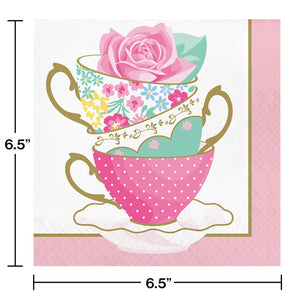 Bulk Pack of 32 Floral Tea Party Napkins