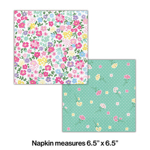 Bulk Pack of 32 Floral Tea Party Luncheon Napkin, 2 Sided