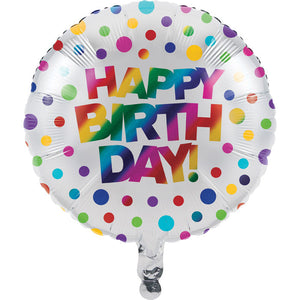 Bulk Pack of 2 Rainbow Foil Birthday Metallic Balloon, 18"