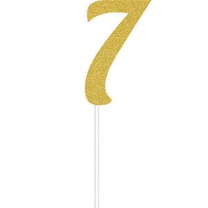 Bulk Pack of 2 Gold Glitter #7 Cake Topper