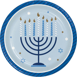 Bulk Pack of 24 Hanukkah Celebration Paper Dessert Party Plates