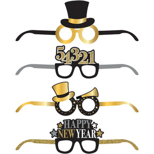 Bulk Pack of 8 New Year Deluxe Paper Eyeglasses