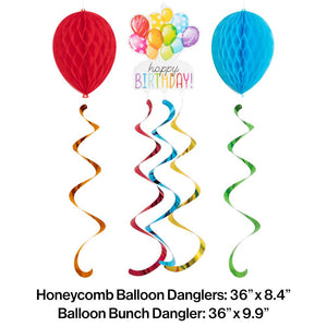 Balloon Bash Hanging Decoration w/ HC and Danglers 3ct