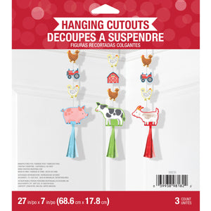 Farm Animals Hanging Cutouts w/ Tassels (3/Pkg)