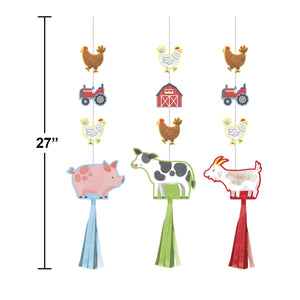 Farm Animals Hanging Cutouts w/ Tassels