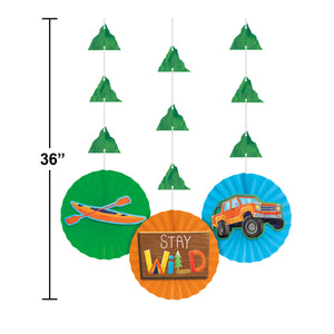 Outdoor Adventure Hanging Decor w/ Cutouts and Paper Fans (3/Pkg)