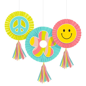 Flower Power Paper Fans w/ Tassels (3/Pkg) by Creative Converting