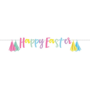 "Happy Easter" Cardstock Banner w/ Tissue Tassels (1/Pkg)