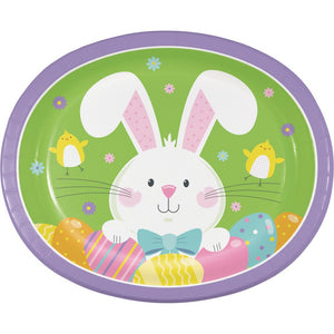 Bowtie Bunny Paper Oval Platter (8/Pkg)