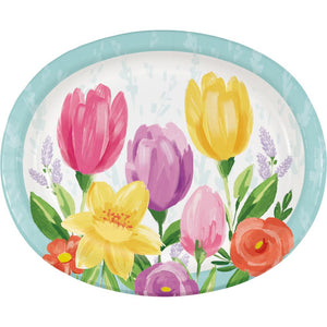 Tulip Blooms Paper Oval Platter (8/Pkg)