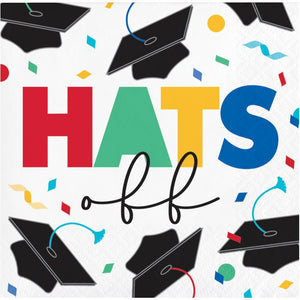 Grad Cap Toss 2 Ply "Hats Off" Beverage Napkin (16/Pkg) by Creative Converting