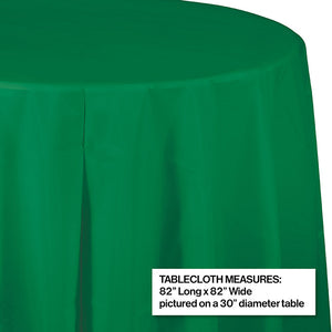 Emerald Green Round Plastic Tablecover, 82" Party Decoration